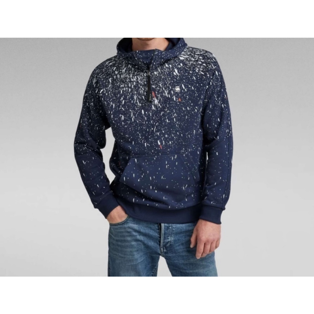 NWT G-Star RAW Cadet Street Sartho Blue Paint Splatter Hoodie Sweatshirt XS